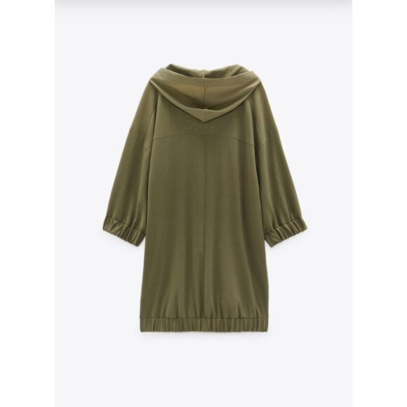 ZARA Hooded Track Style Dress with Grosgrain Ribbon Drawstring, Sz XL - Picture 8 of 14